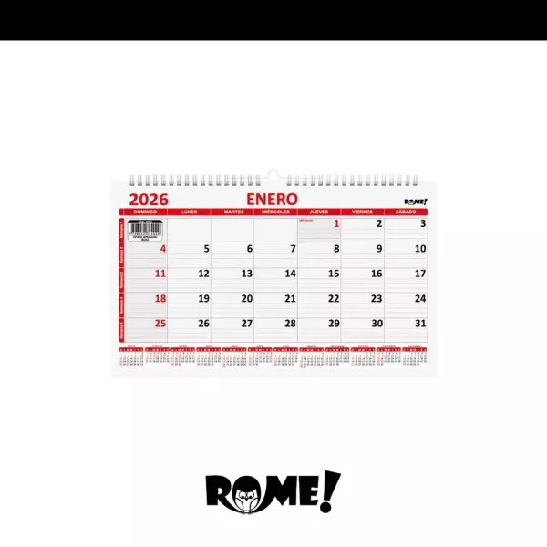 CALENDARIO RO- OFICIO - APAISADO - ROJO