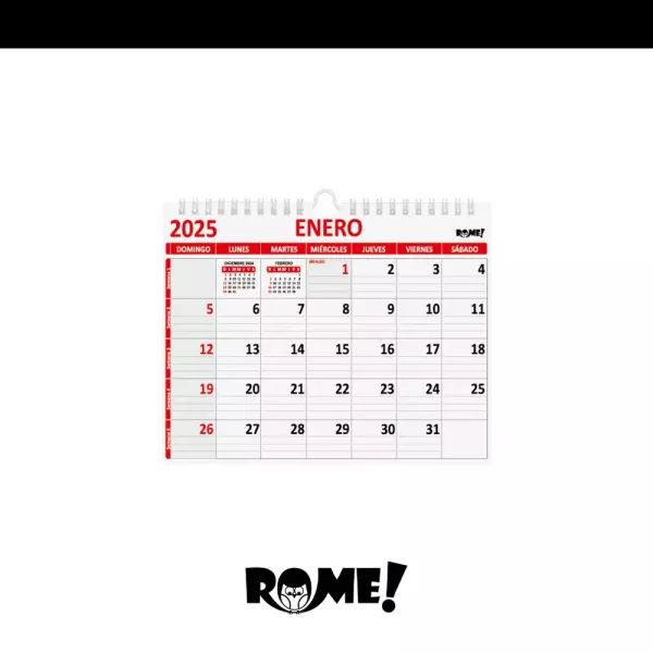 CALENDARIO RO - MEDIO OFICIO - APAISADO - ROJO