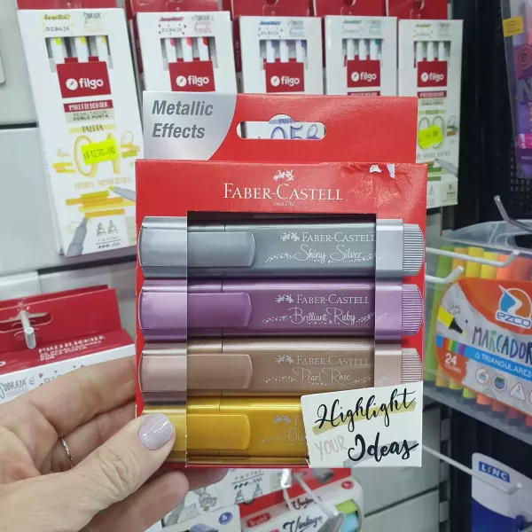 Resaltadores Faber Castell Metallic x4