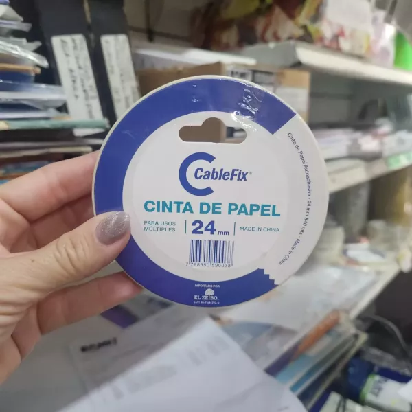 Cinta Adhesiva de Papel cable fix 24mm x 50m