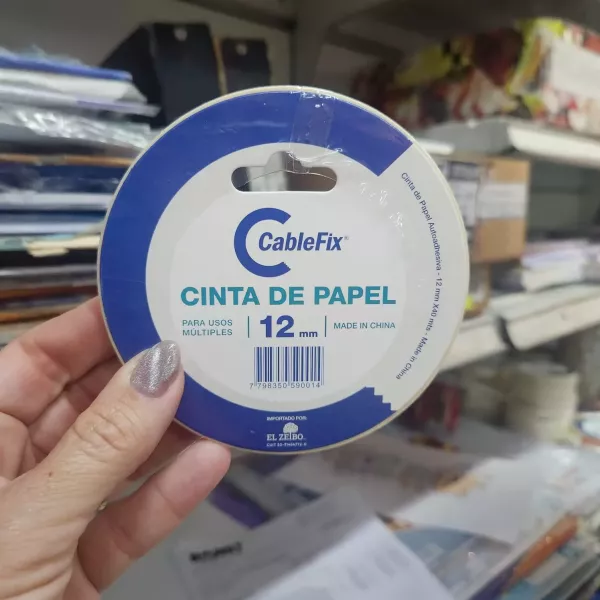 Cinta Adhesiva de Papel cable fix 12mm x 50m