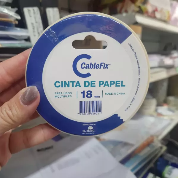 Cinta Adhesiva de Papel cable fix 18mm x 50m