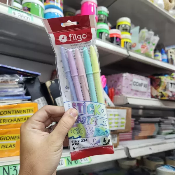 Bolígrafos FIlgo Stick 024 x5 Pastel