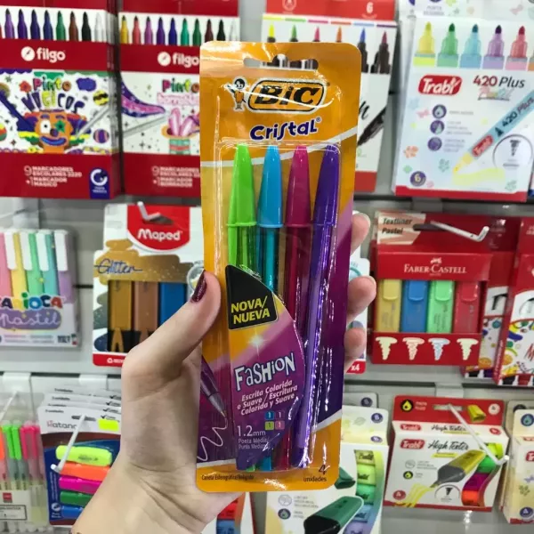 Bolígrafos Bic Cristal Fashion Mediana x4