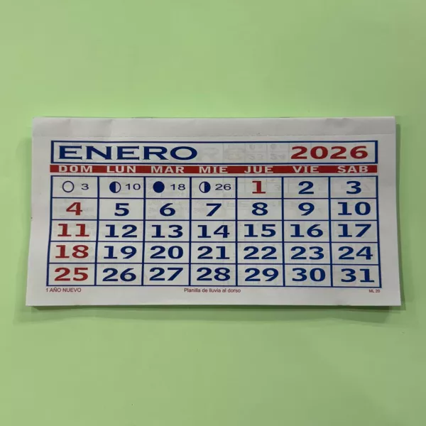 CALENDARIO MENSUAL 2026 MIGNON DE 20 X 11 CM (ML 20)