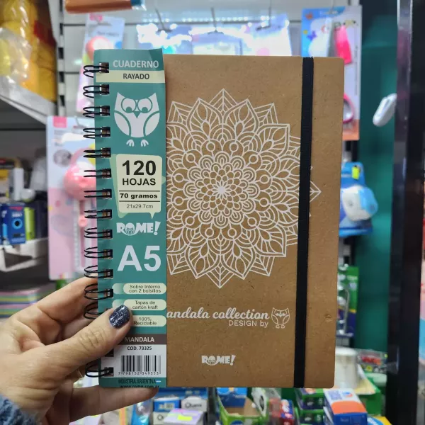 Cuaderno A5 Rome Mándala x120 hojas