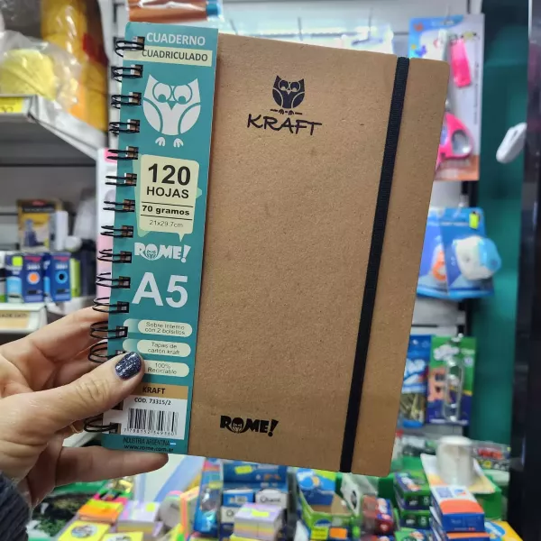 Cuaderno A5 Rome Kraft x120 hojas