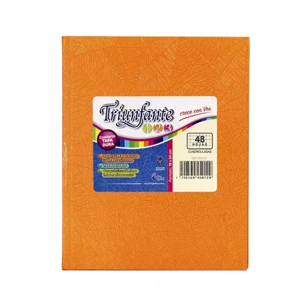 Cuaderno N°3/ABC/123 Triunfante Tapa dura x48 hojas NARANJA