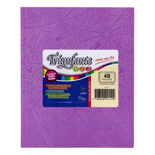 Cuaderno N°3/ABC/123 Triunfante Tapa dura x48 hojas LILA