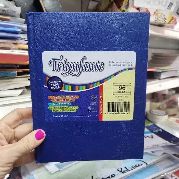 Cuaderno Escolar Triunfante Tapa dura x100 hojas azul