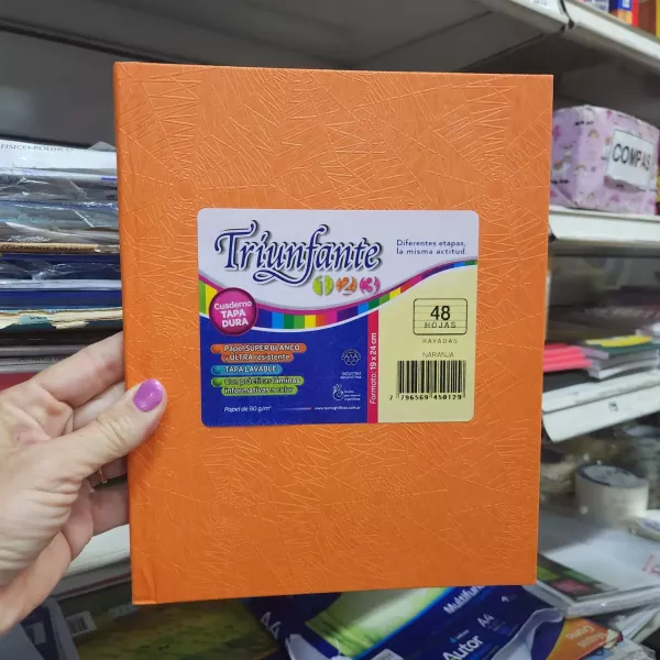 Cuaderno N°3/ABC/123 Triunfante Tapa dura x48 hojas NARANJA