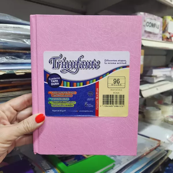 Cuaderno Escolar Triunfante Tapa dura x100 hojas Rosa