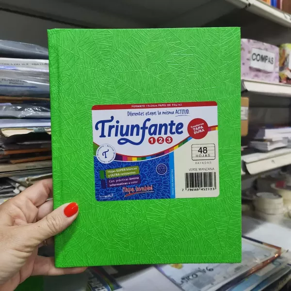 Cuaderno N°3/ABC/123 Triunfante Tapa dura x48 hojas verde manzana