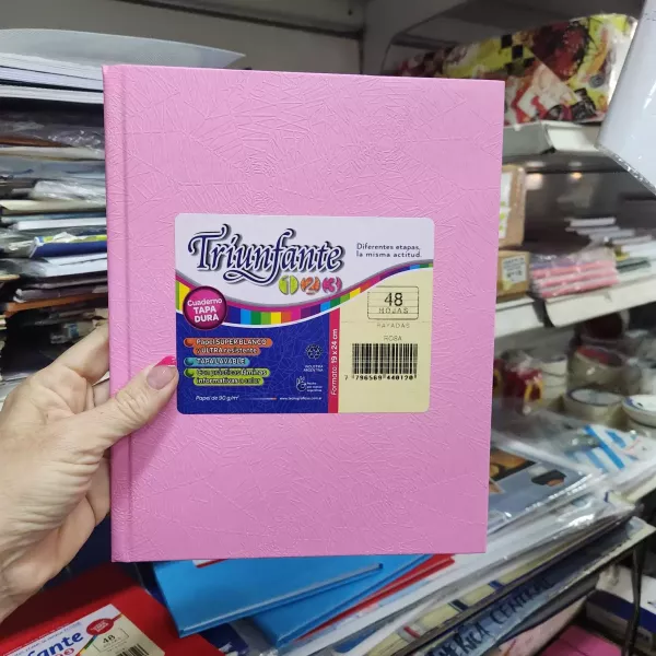 Cuaderno N°3/ABC/123 Triunfante Tapa dura x48 hojas rosa