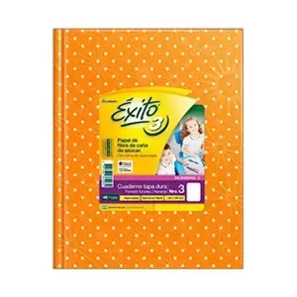 Cuaderno N°3/ABC Éxito Tapa dura Lunares x48 hojas Naranja