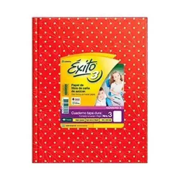 Cuaderno N°3/ABC Éxito Tapa dura Lunares x48 hojas Rojo