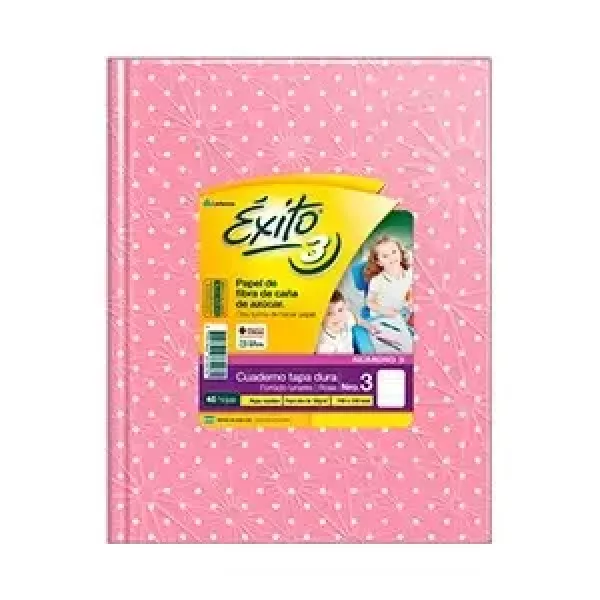 Cuaderno N°3/ABC Éxito Tapa dura Lunares x48 hojas Rosa