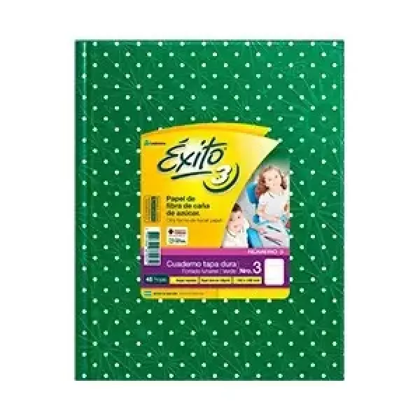 Cuaderno N°3/ABC Éxito Tapa dura Lunares x48 hojas Verde