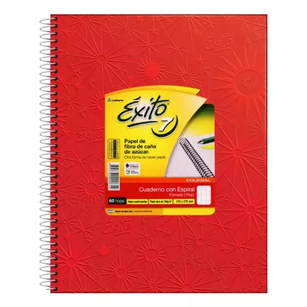 Cuaderno N°7/ABC Éxito Tapa dura x60 hojas Rojo