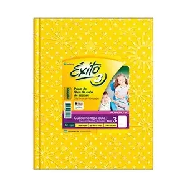 Cuaderno N°3/ABC Éxito Tapa dura Lunares x48 Amarillo