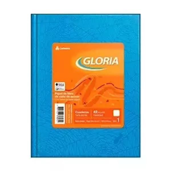 Cuaderno Escolar Gloria Tapa dura x42 hojas Celeste