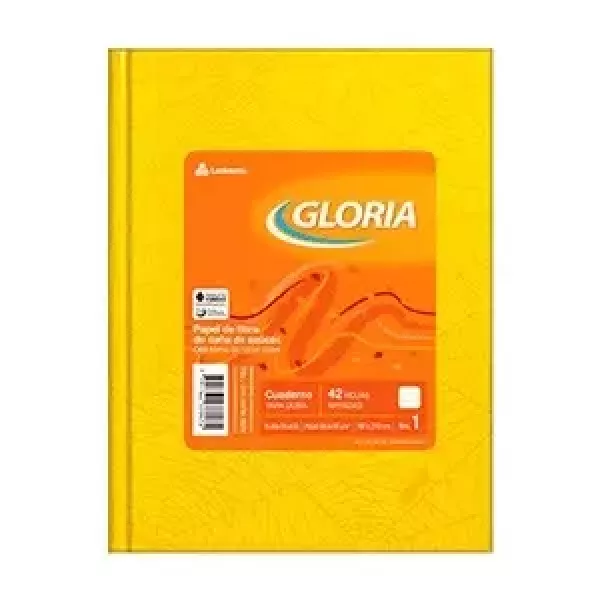 Cuaderno Escolar Gloria Tapa dura x42 hojas Amarillo