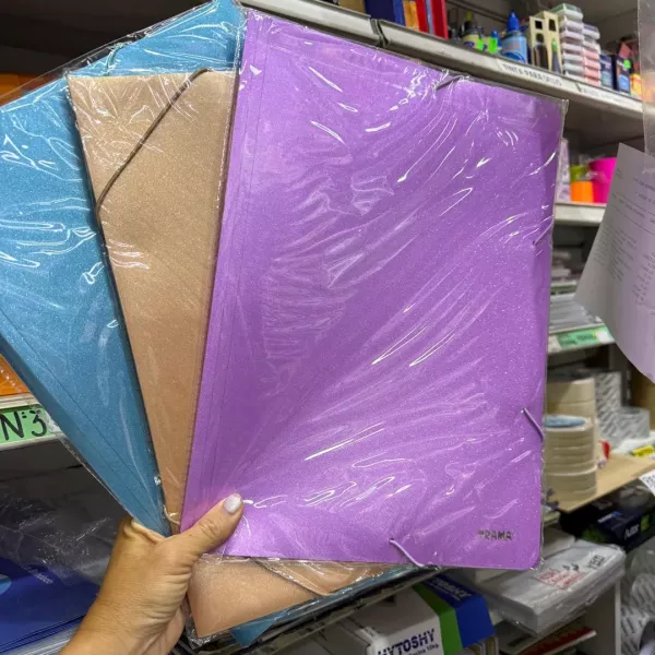 Carpeta 3 solapas con elástico con Glitter OFICIO