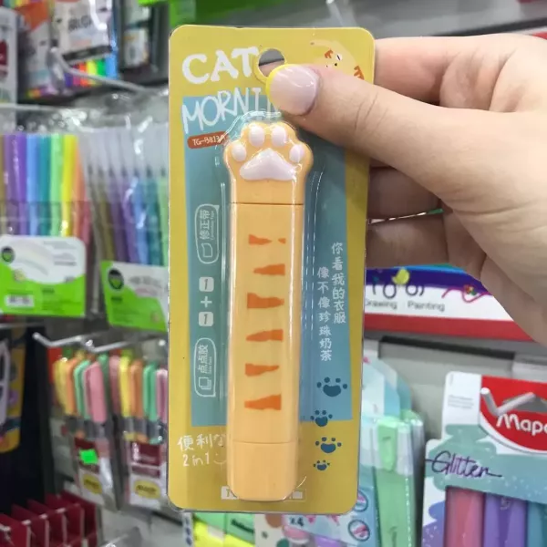 Adhesivo y Corrector en cinta Fantasía Gatito