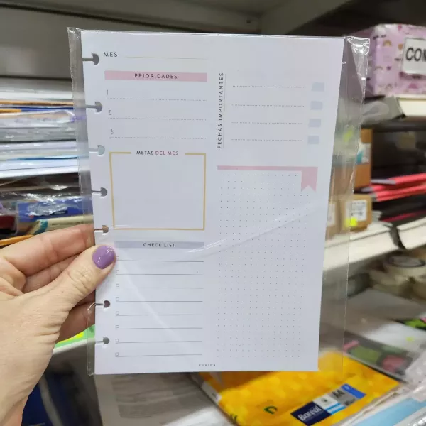 Repuesto  Planner mes a la vistaA5 Cukina