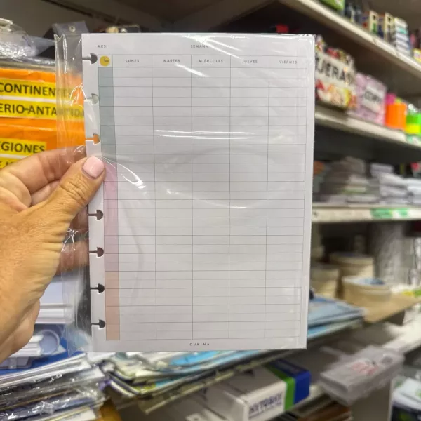 Repuesto Docente hoja horario A5 Cukina