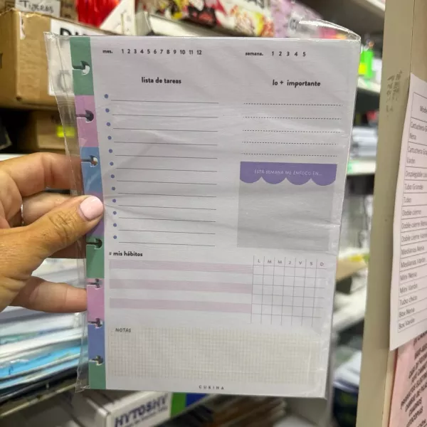 Repuesto Semana a la vista  en 2 hojas A5 Cukina