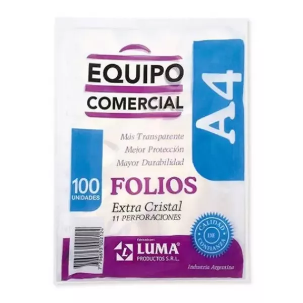 Folios A4 margen blanco Luma x100