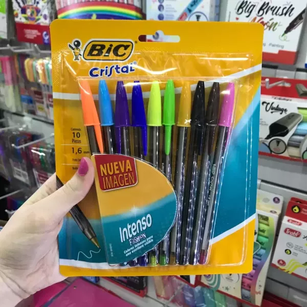 Bolígrafos Bic Cristal x10 Intenso