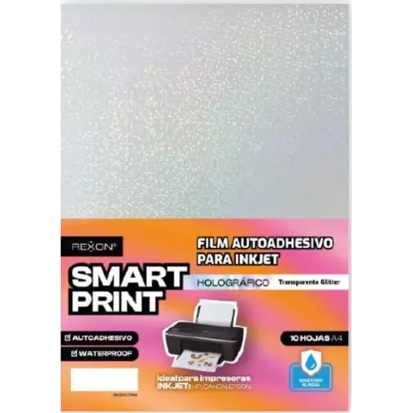Papel Autoadhesivo Rexon A4 Transparente Glitter