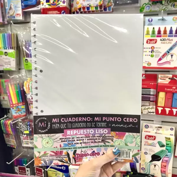 Repuesto Cuaderno A4 Mi Punto Cero x80 hojas LISAS