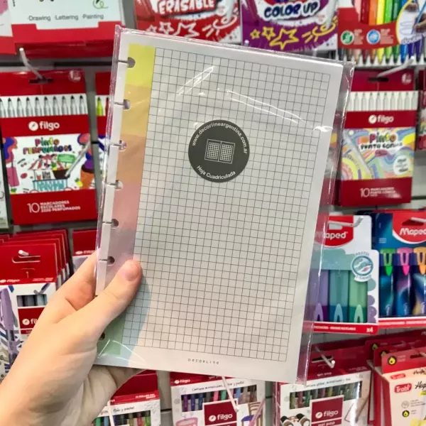 Repuesto Cuaderno A5 Decorline hojas CUADRICULADAS