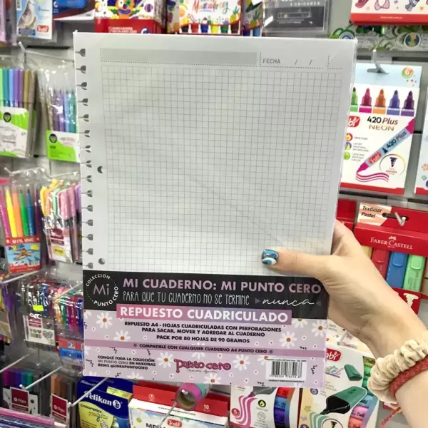 Repuesto Cuaderno A4 Mi Punto Cero x80 hojas CUADRICULADAS