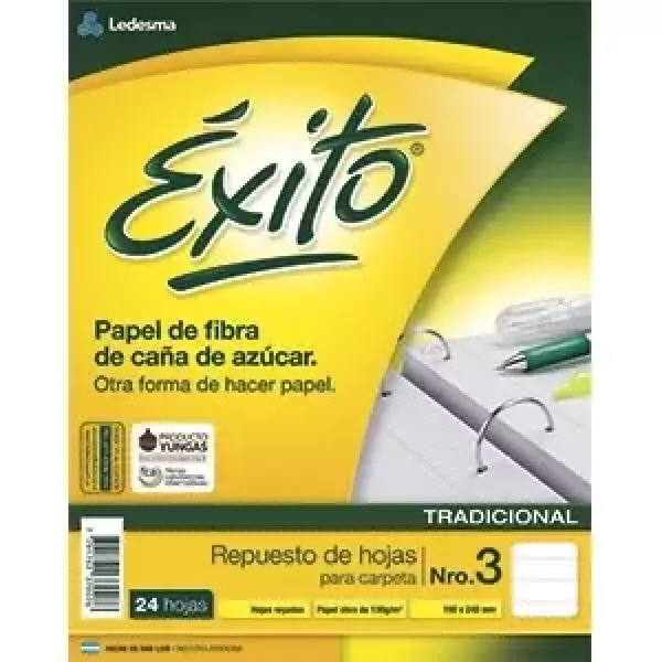 Repuesto N°3 Éxito x24 hojas rayadas