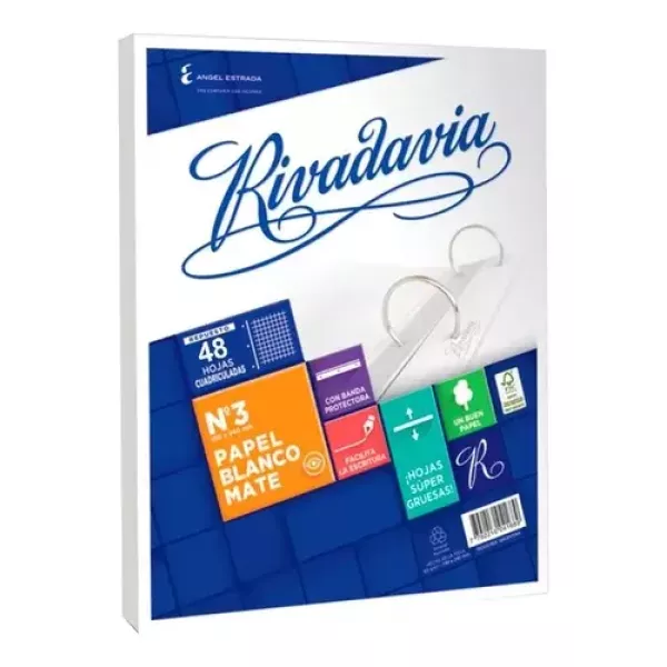 Repuesto N°3 Rivadavia x48 hojas cuadriculadas