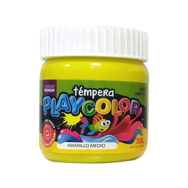 Tempera Playcolor Pote 300g Flúo Amarillo