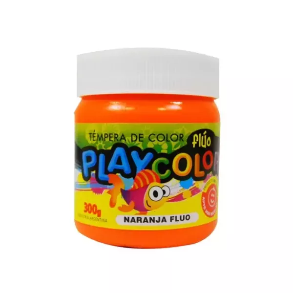 Tempera Playcolor Pote 300g Flúo Naranja