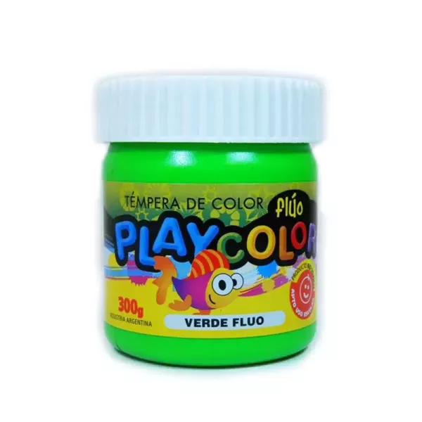 Tempera Playcolor Pote 300g Flúo Verde