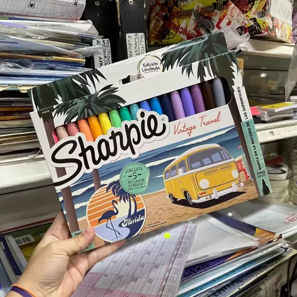 Marcadores Sharpie permanentes "Vintage Travel" x18