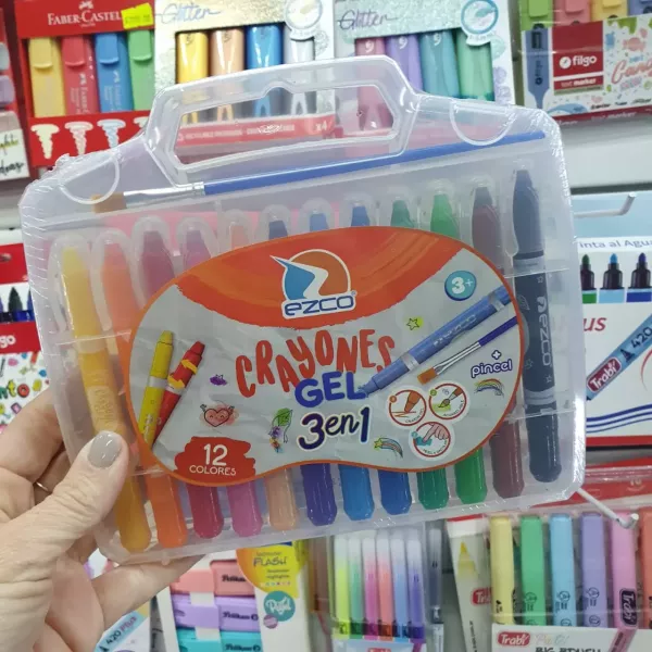 Valija Ezco Crayones en Gel 3 en 1 x12