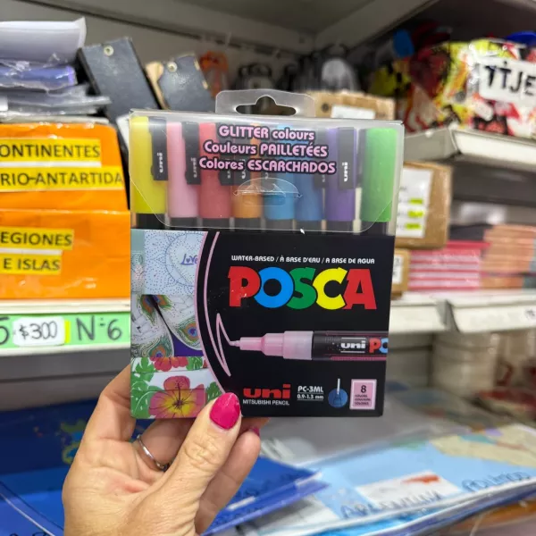 Marcador Uni-posca 3m pastel con glitter