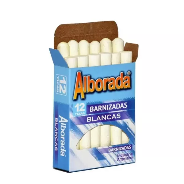 Tizas blancas Alborada Barnizadas x12