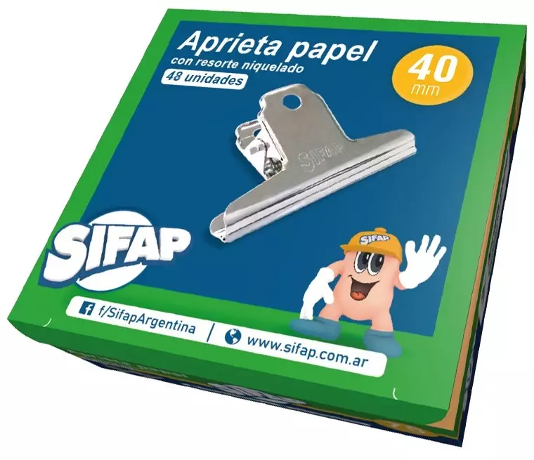 Aprieta papel niquelado Sifap 40mm